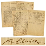 Alberto Giacometti Autograph Letter Signed With Extremely Rare Content on His Sculptures -- ...I am working on a woman in plaster who will be seated on a sort of throne...